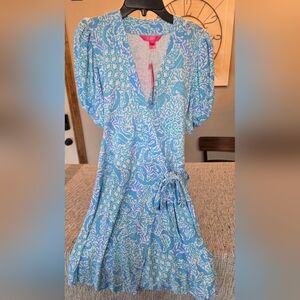 Lilly Pulitzer Blue and White Wrap Dress